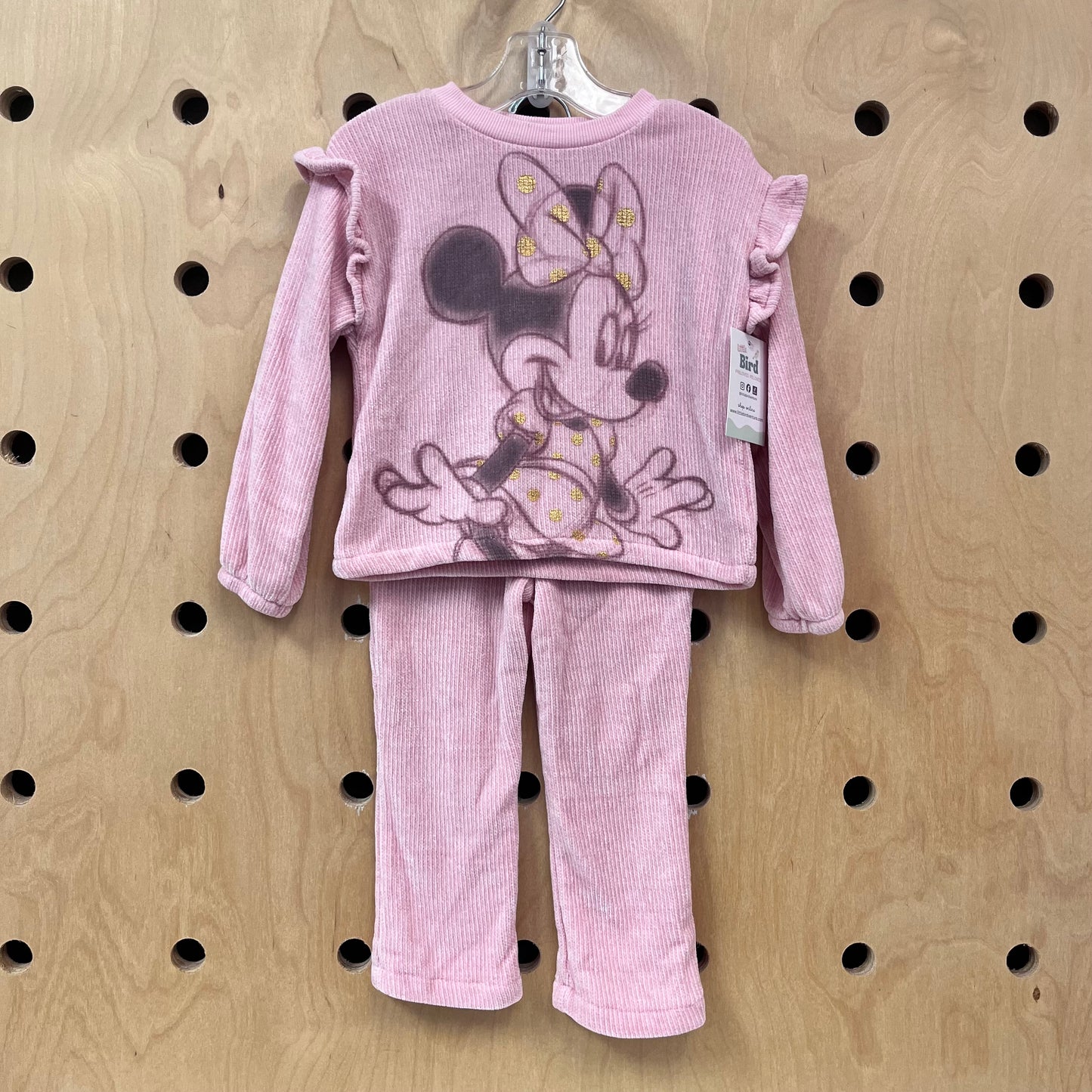 Pink Ribbed Velour Minnie Outfit