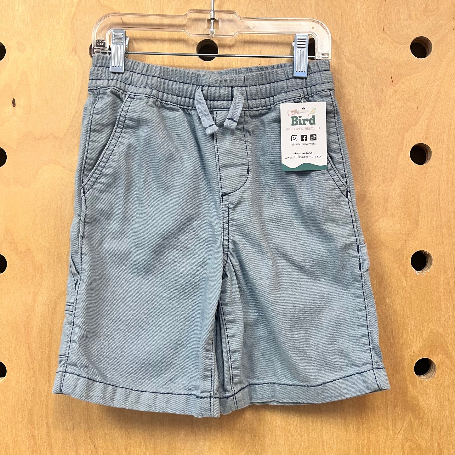 Blue Denim Drawstring Shorts