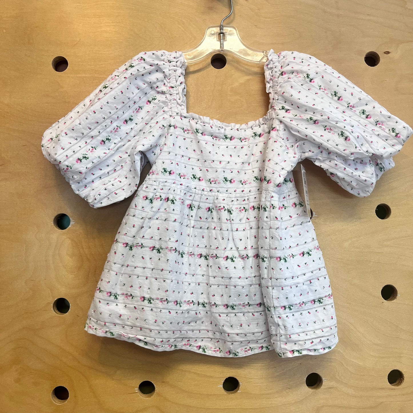 White Roses Swiss Dot Top