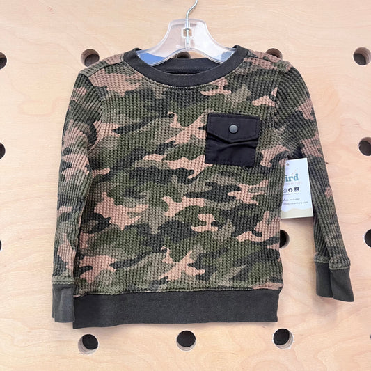 Camo Waffle Knit Pocket LS