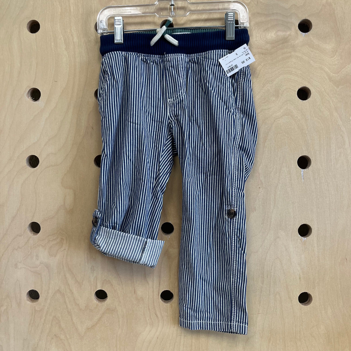 Blue & White Striped Drawstring Pants