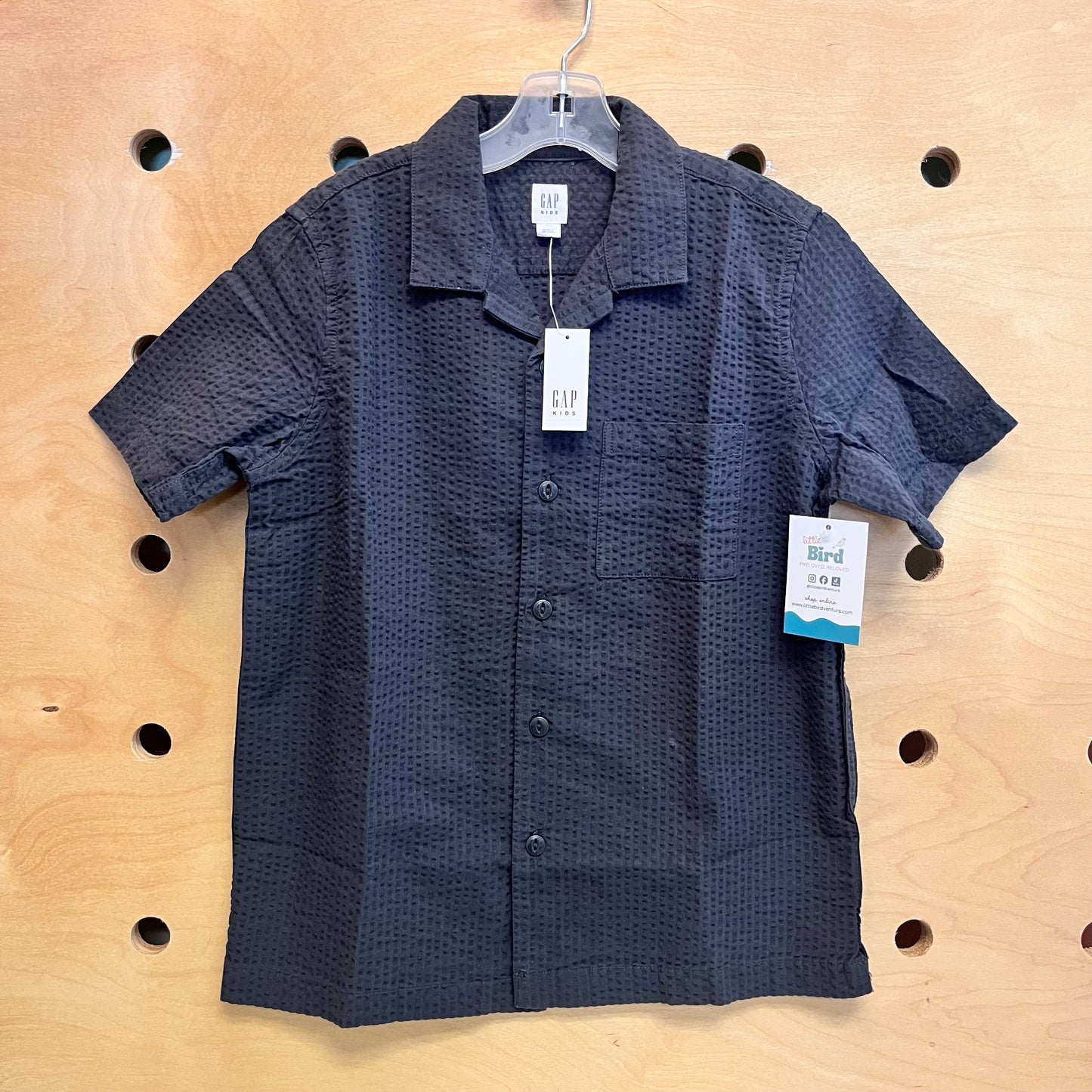 Black Seersucker Button Up NEW!
