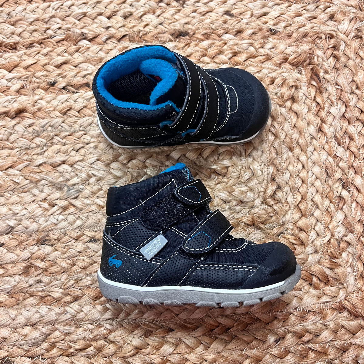 Black/Blue Velcro Waterproof Booties