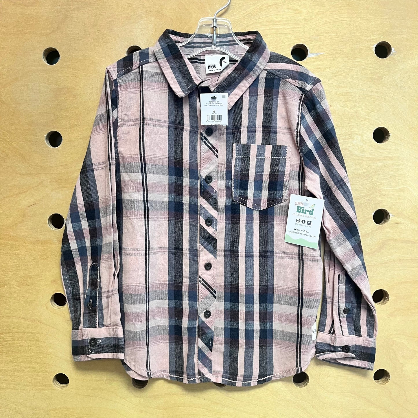 Pink/Blue Plaid Button Up NEW!