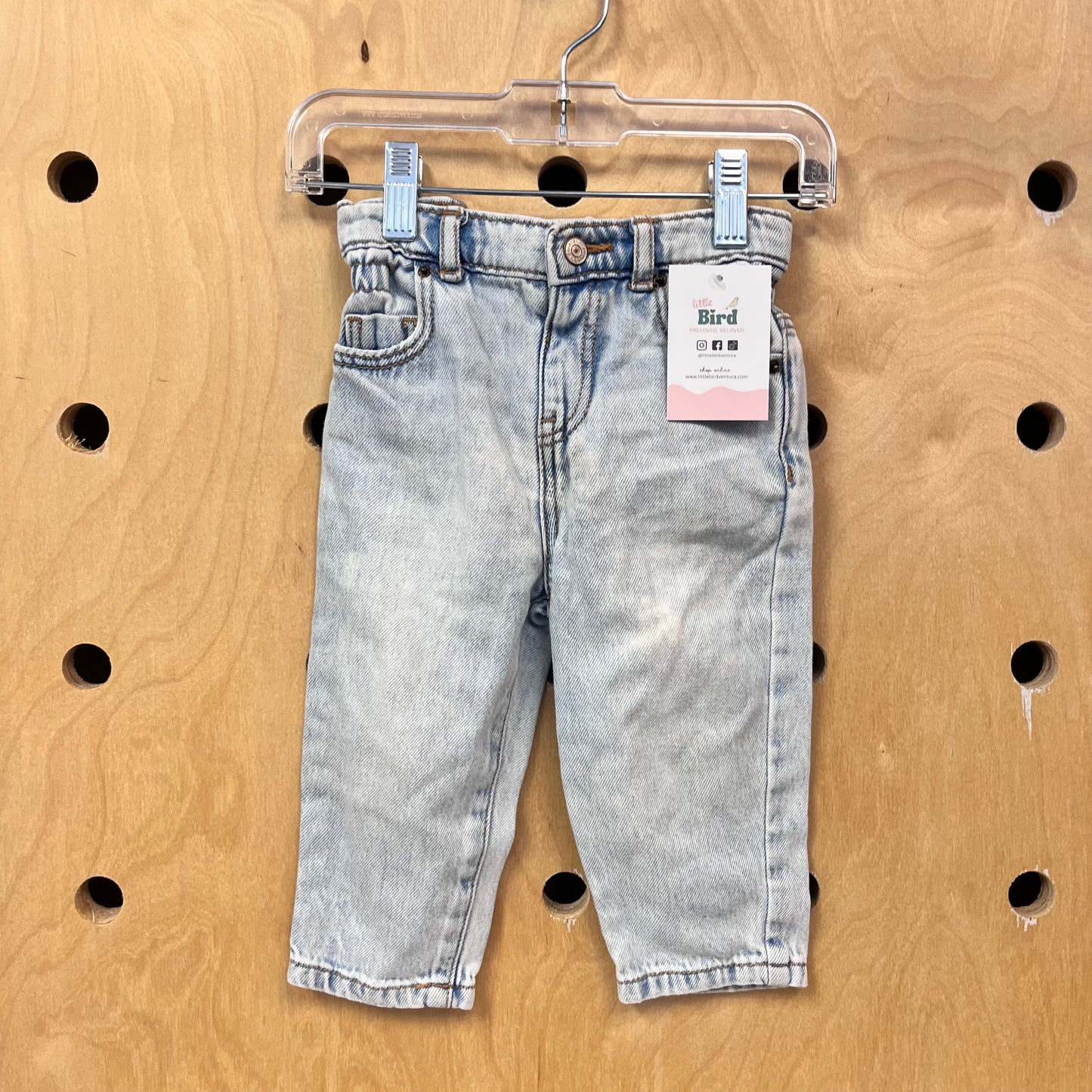 Light Wash Pull On Snap Denim