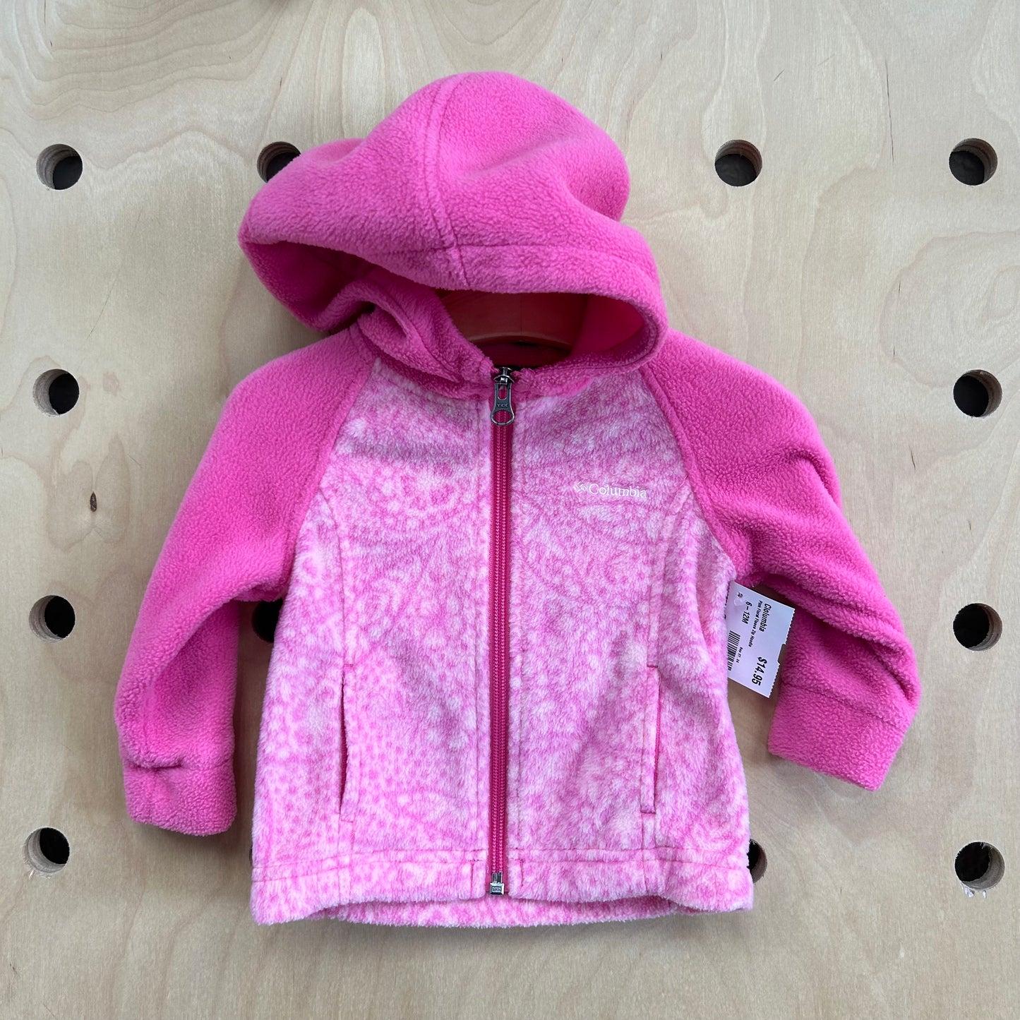 Pink Floral Fleece Zip Hoodie