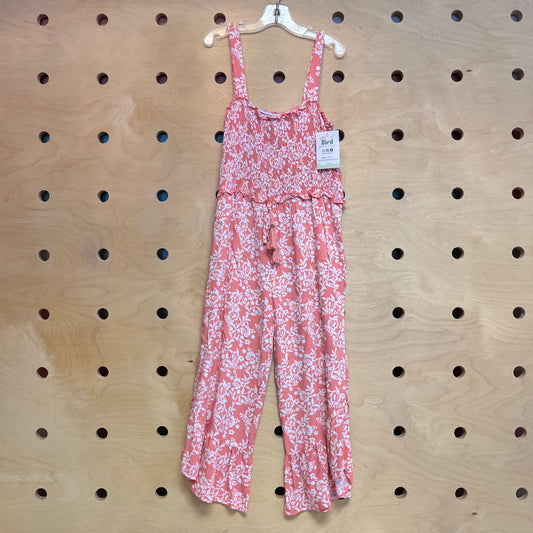 Pink/White Floral Smock Romper