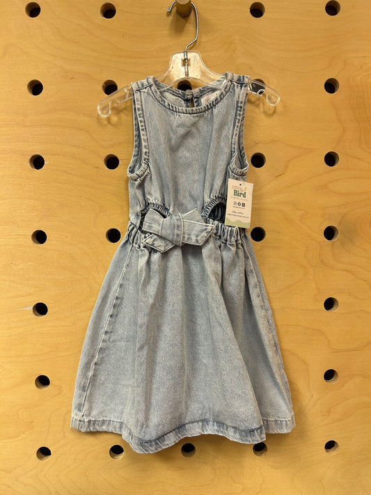 Light Wash Denim Open-Mid Dress