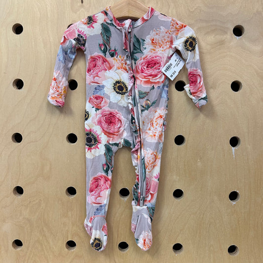 Floral Bamboo Ruffle Footies