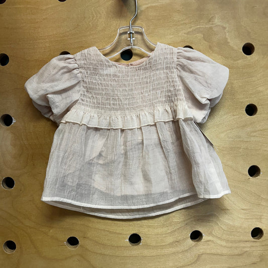Light Pink Chiffon Smocked Top