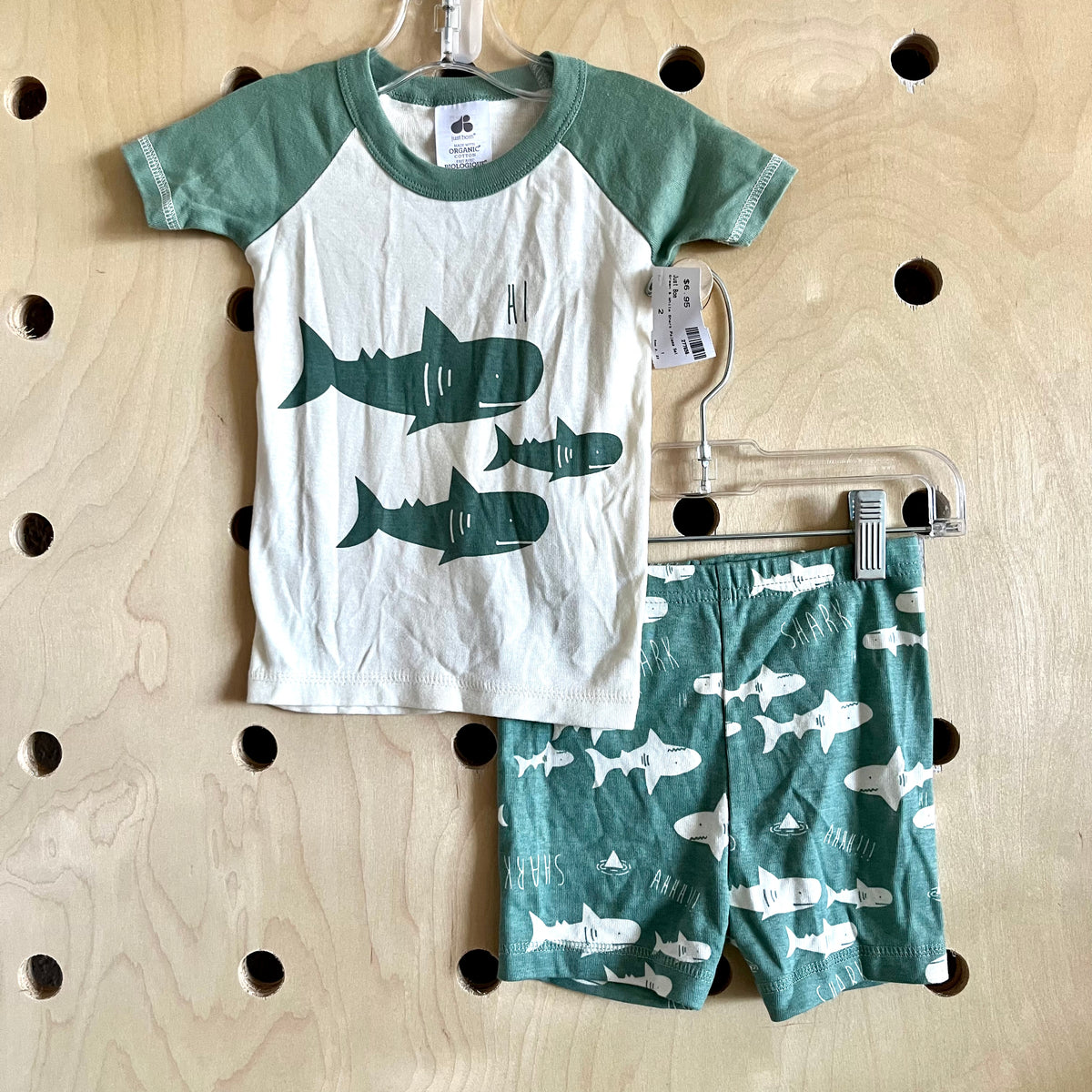 Green & White Shark Pajama Set