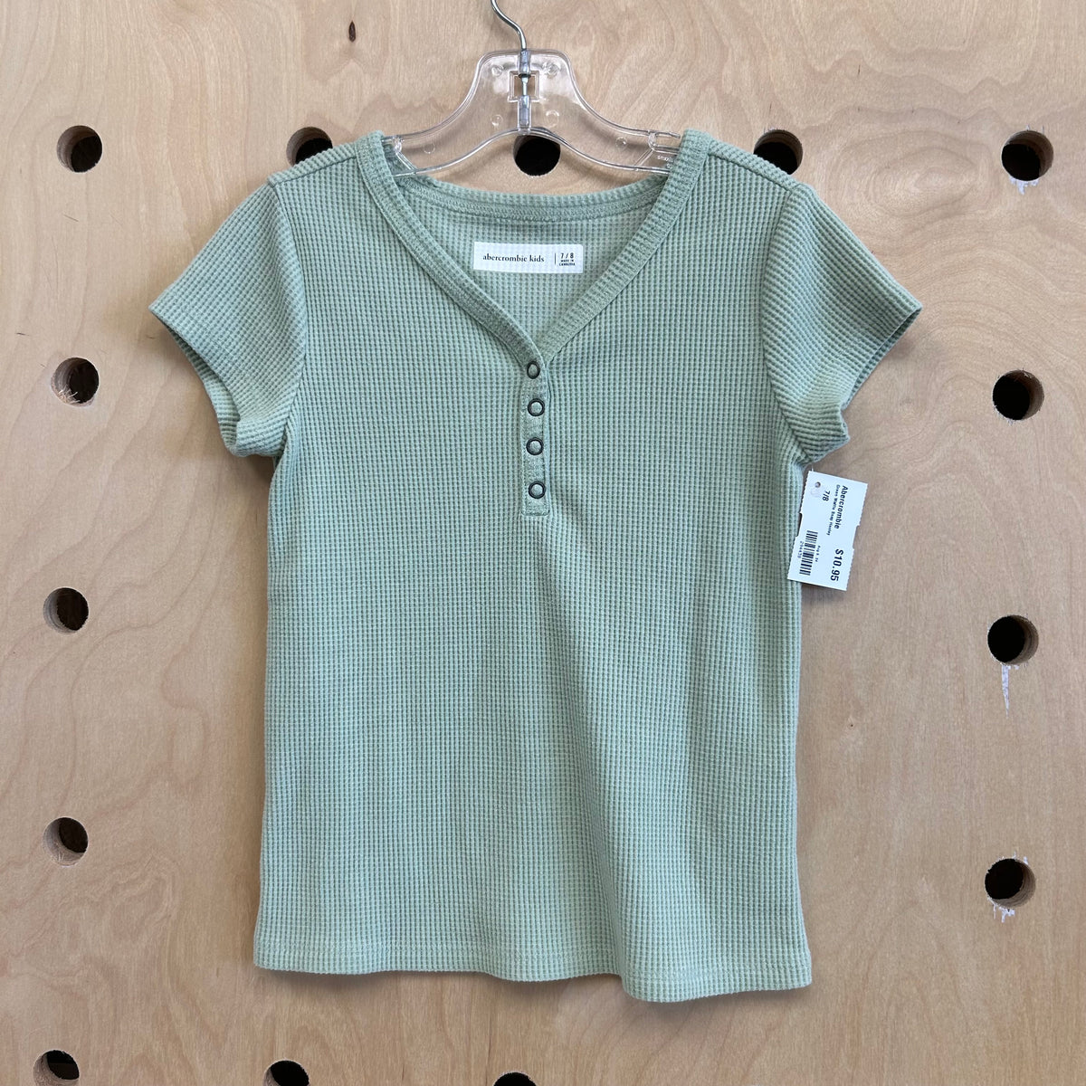 Green Waffle Snap Henley