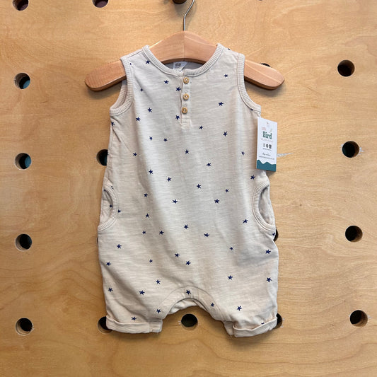 Organic Tan/Blue Star Romper