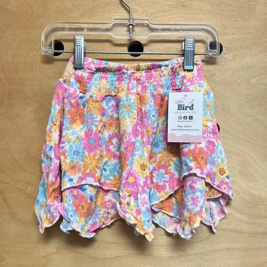 Bright Floral Smocked Waist Skirt