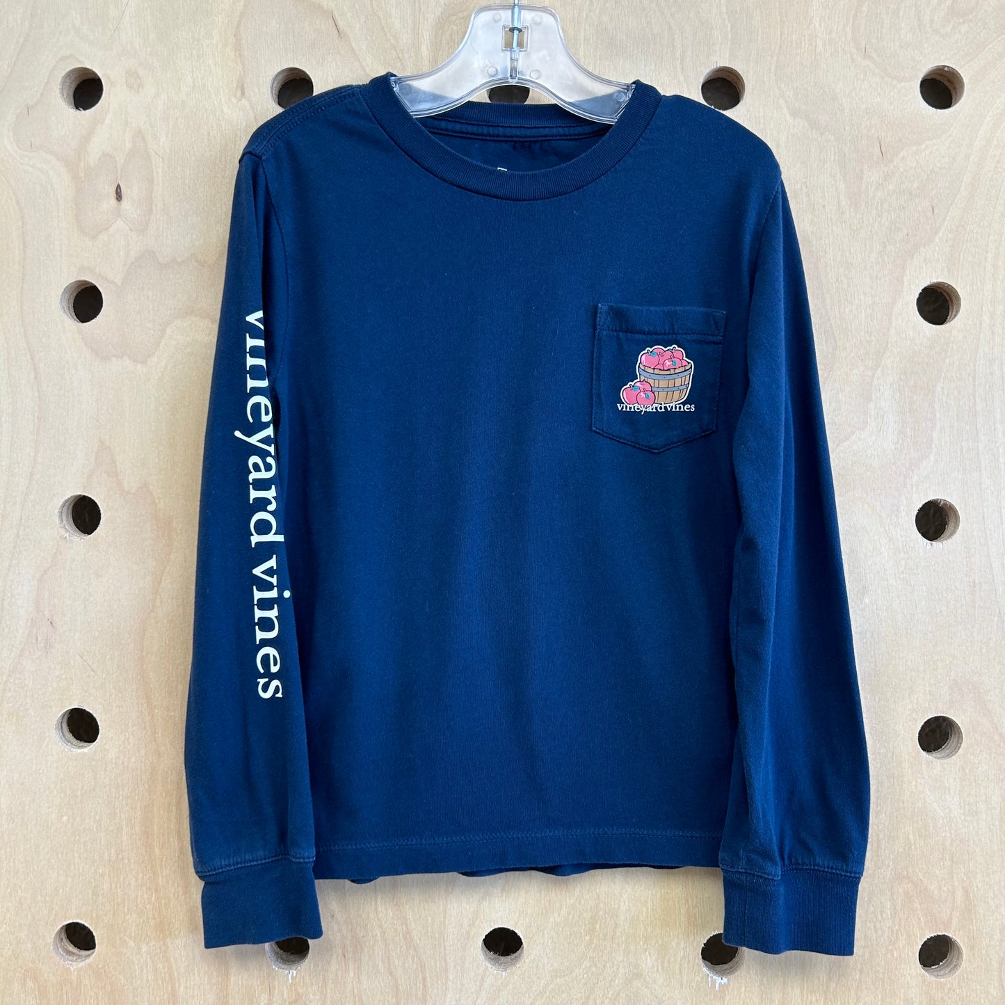 Navy Apple Bucket Logo LS Tee