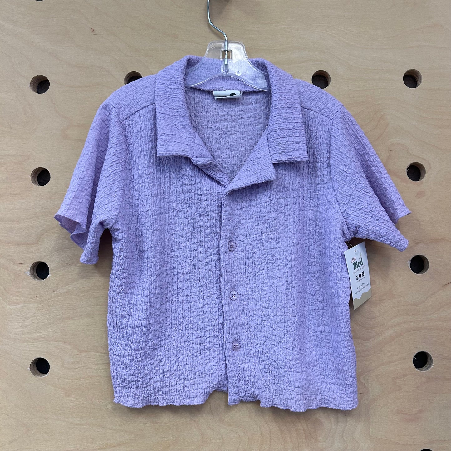 Lavender Textured Collar Button Tee