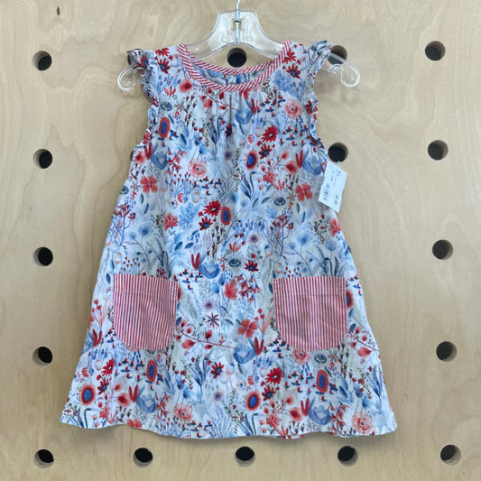 Blue & Red Floral Dress