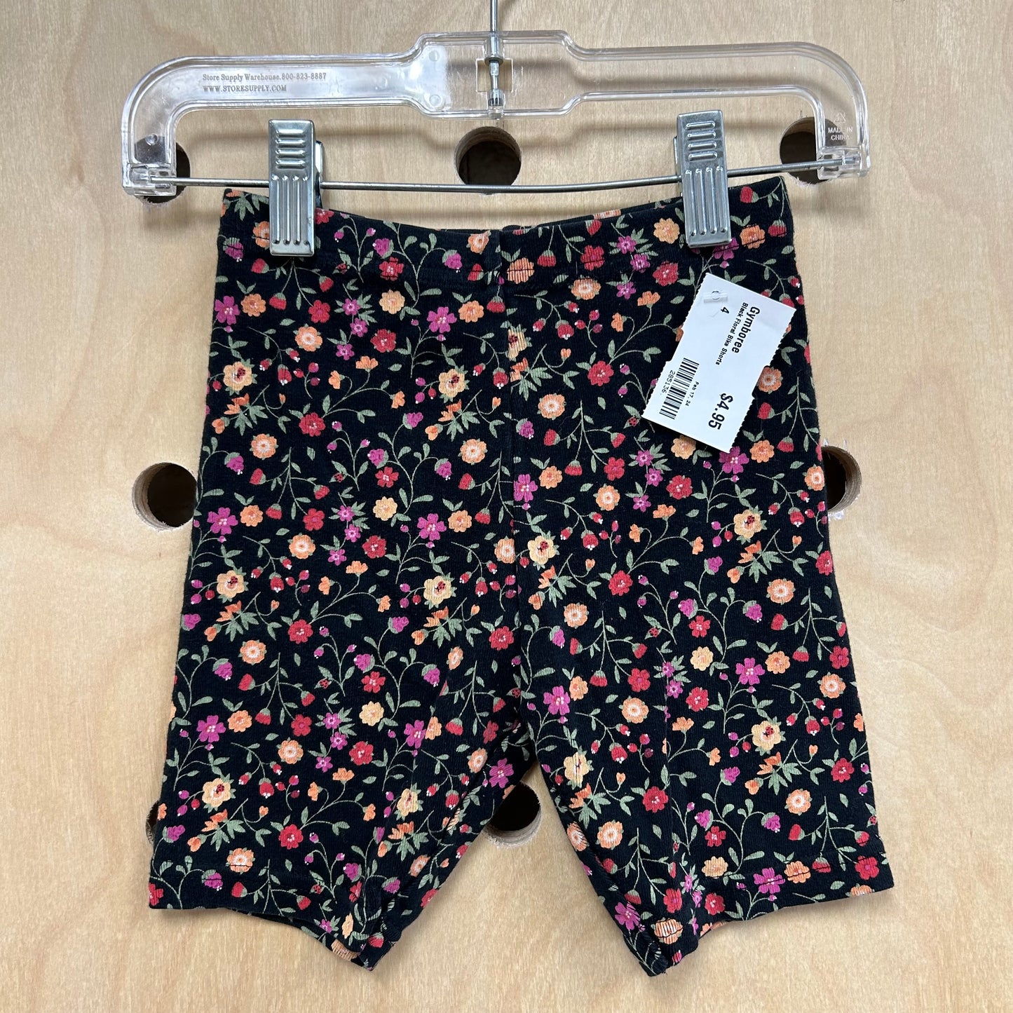 Black Floral Bike Shorts