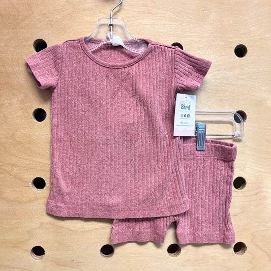 Organic Heathered Pink Ribbed Outift