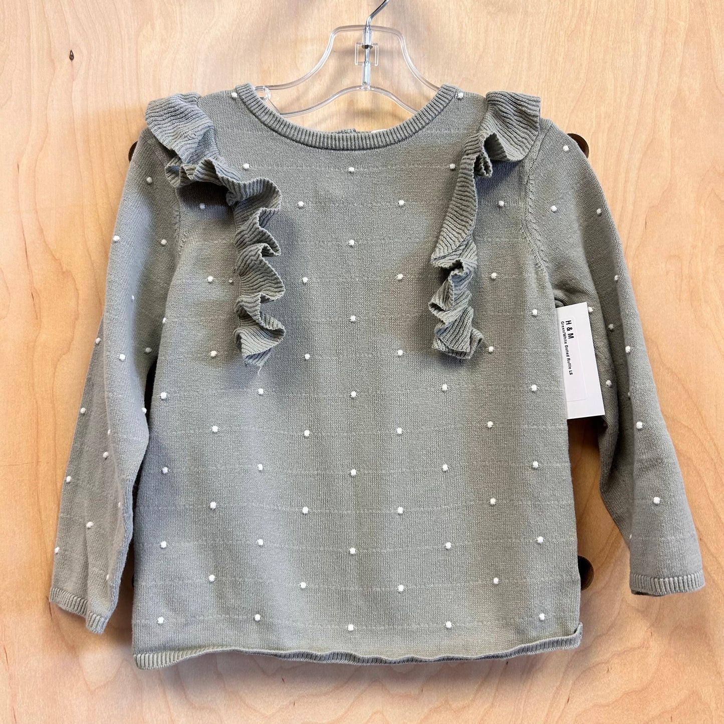Green/White Dotted Ruffle LS