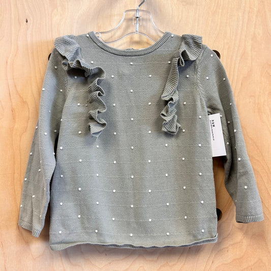Green/White Dotted Ruffle LS