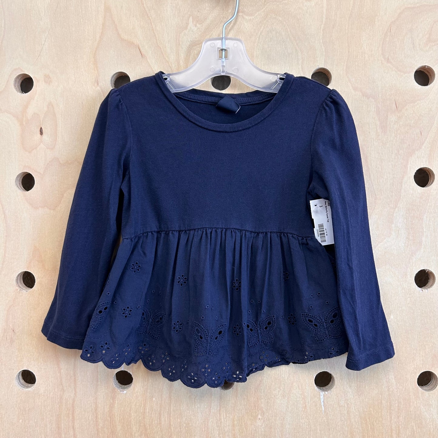 Navy Butterfly Eyelet Top