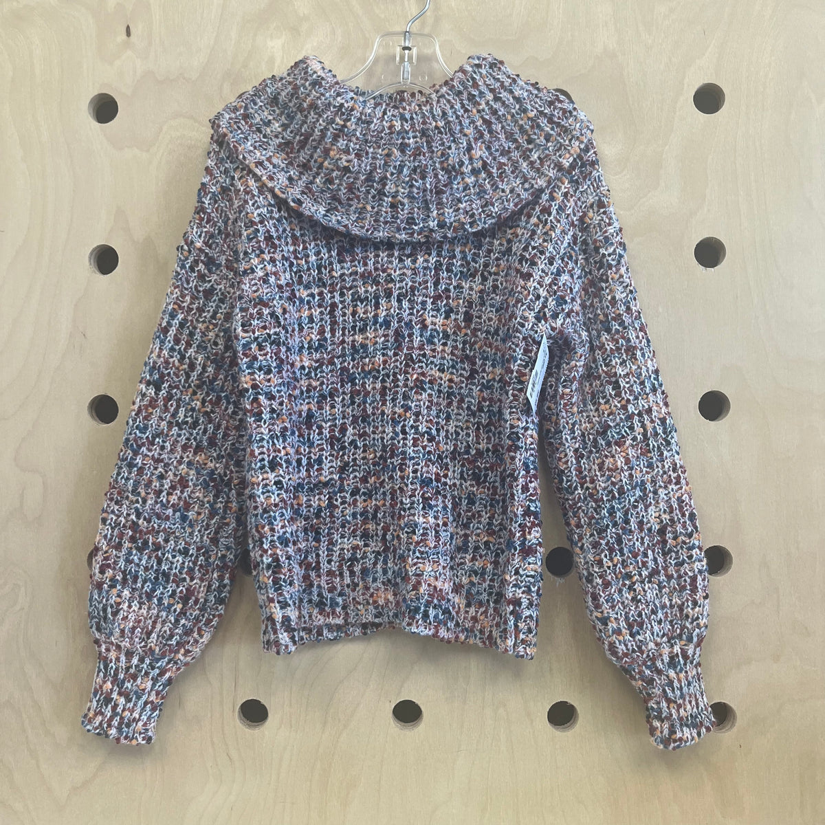 Colorful Knit Cowl Neck Sweater