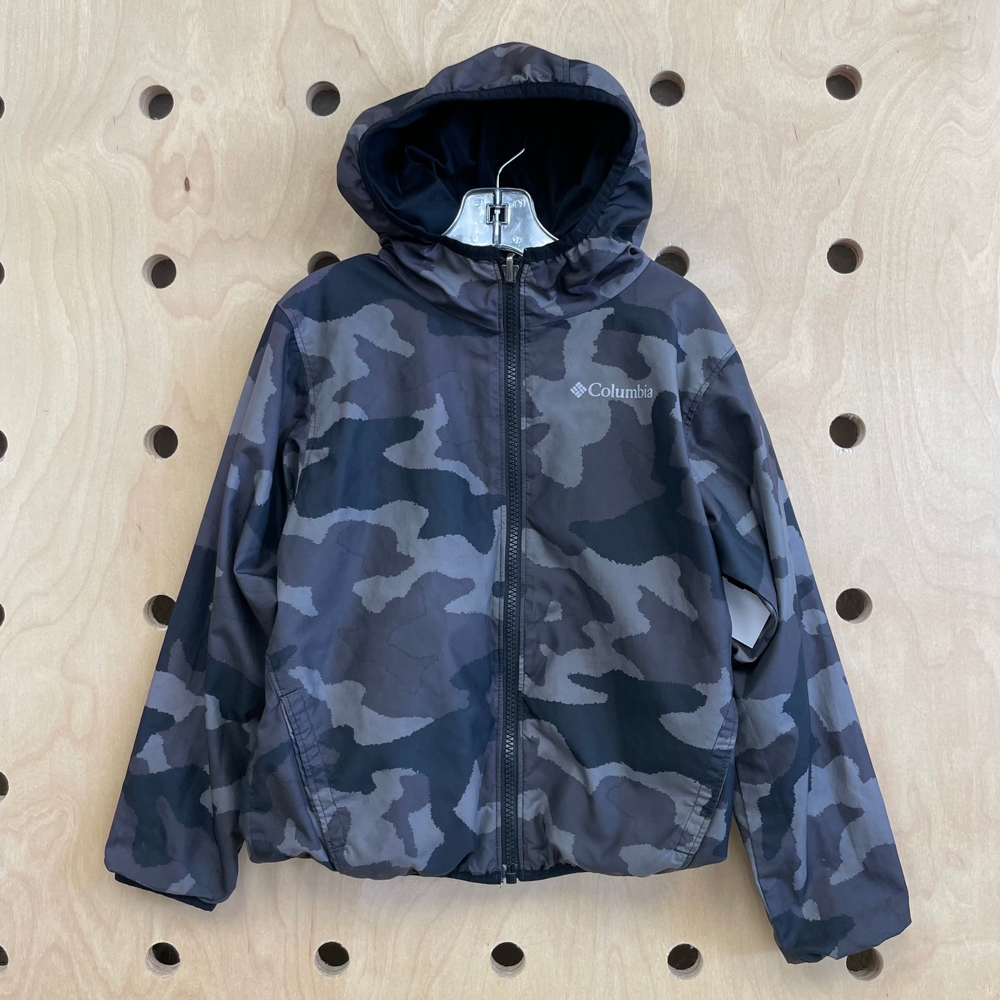 Grey Camo/Black Cotton Reversible Zip Hoodie Windbreaker