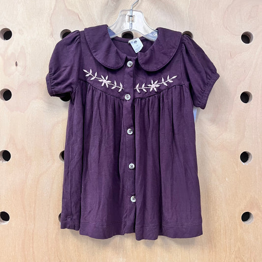 Plum Embroidered Bamboo Shirt