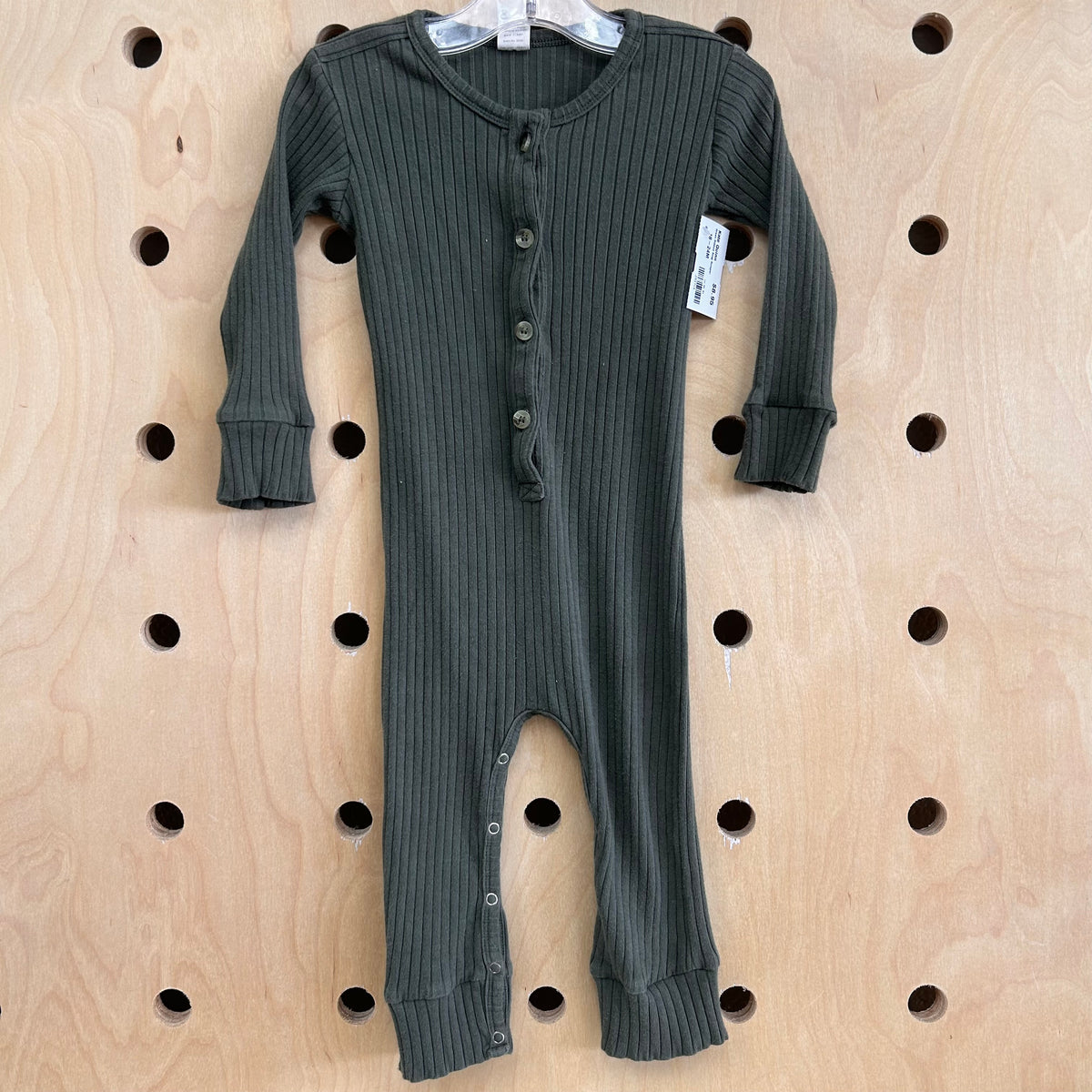 Green Ribbed Snap Romper