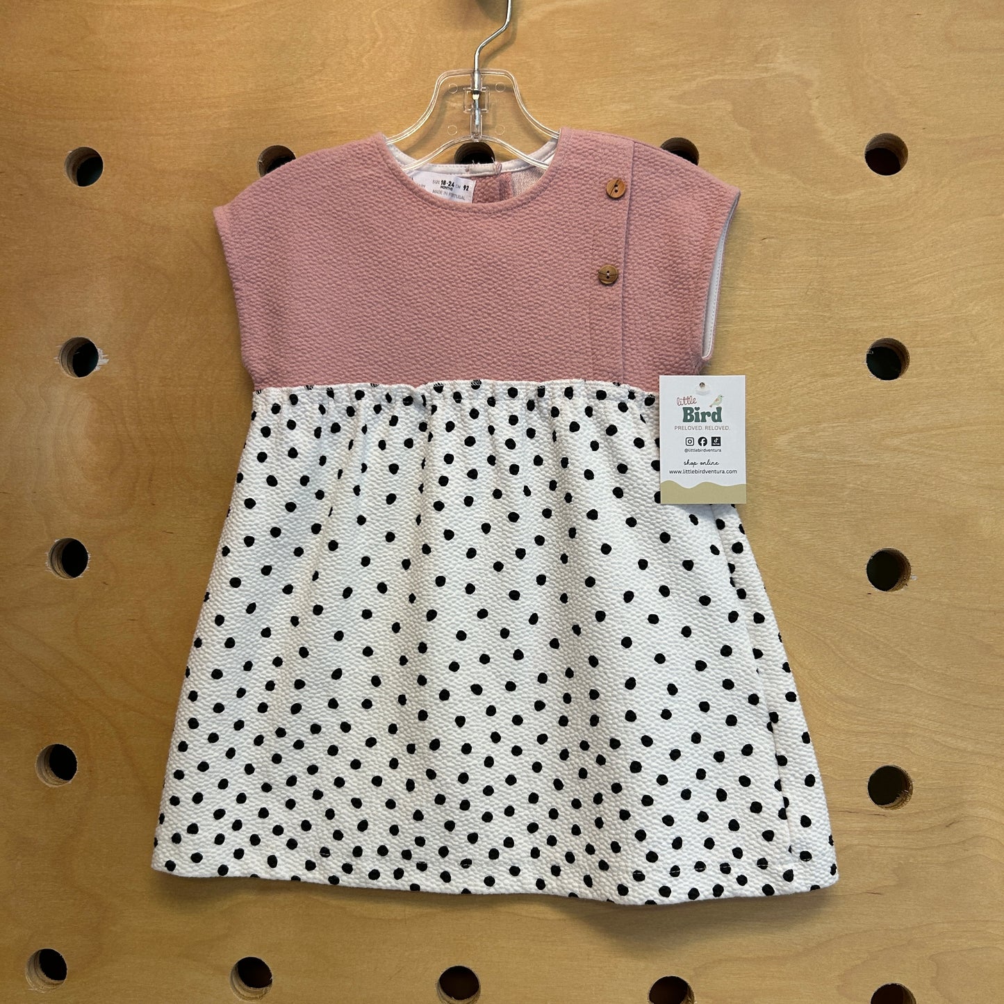 Pink/B+W Textured Dress