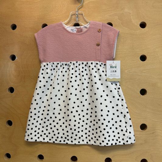 Pink/B+W Textured Dress