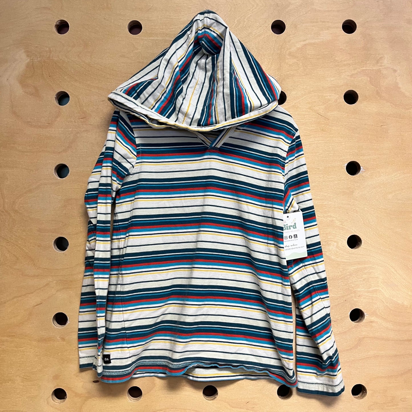 Green/Red Striped Hooded LS