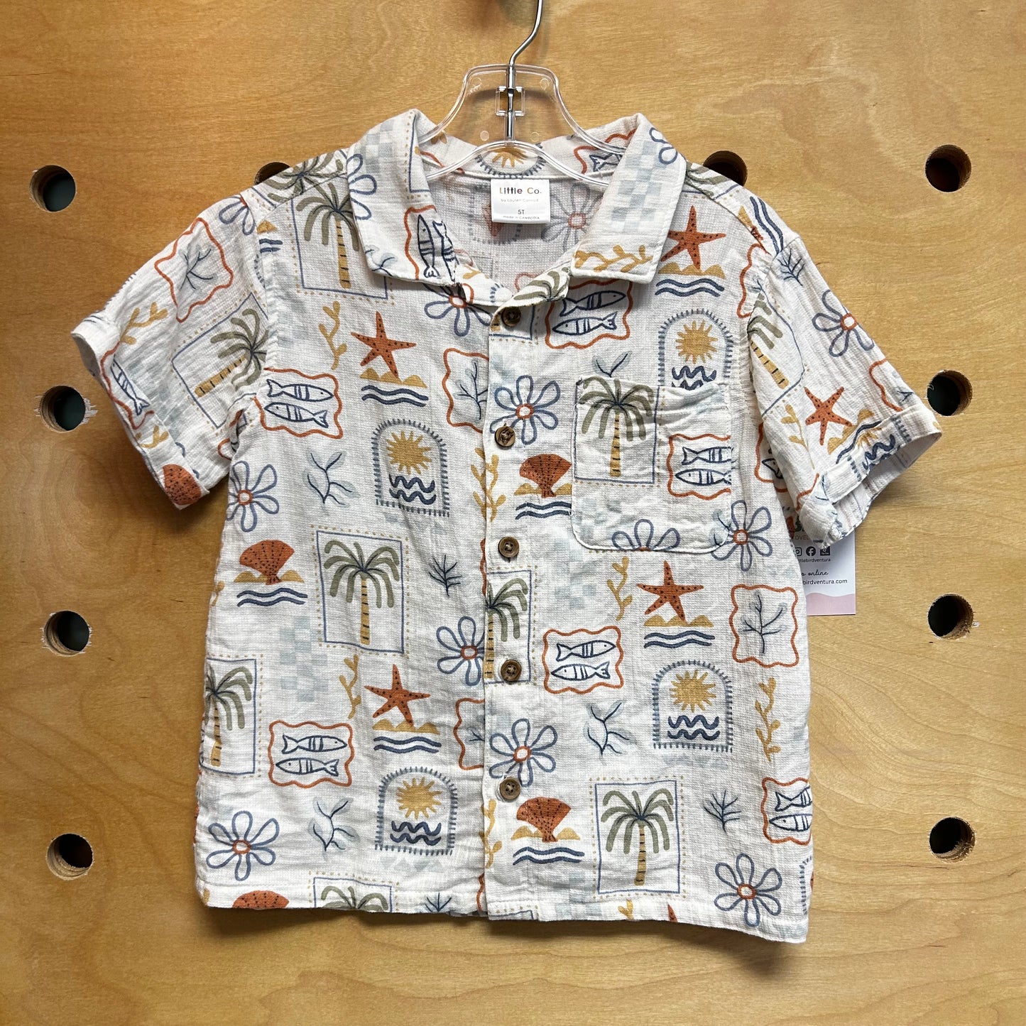 Cream Sea Life/Palm Trees Button Up