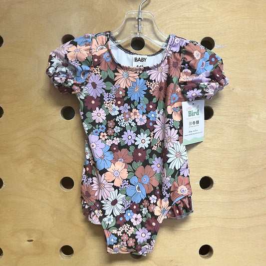 Black/Multicolor Floral Swimsuit