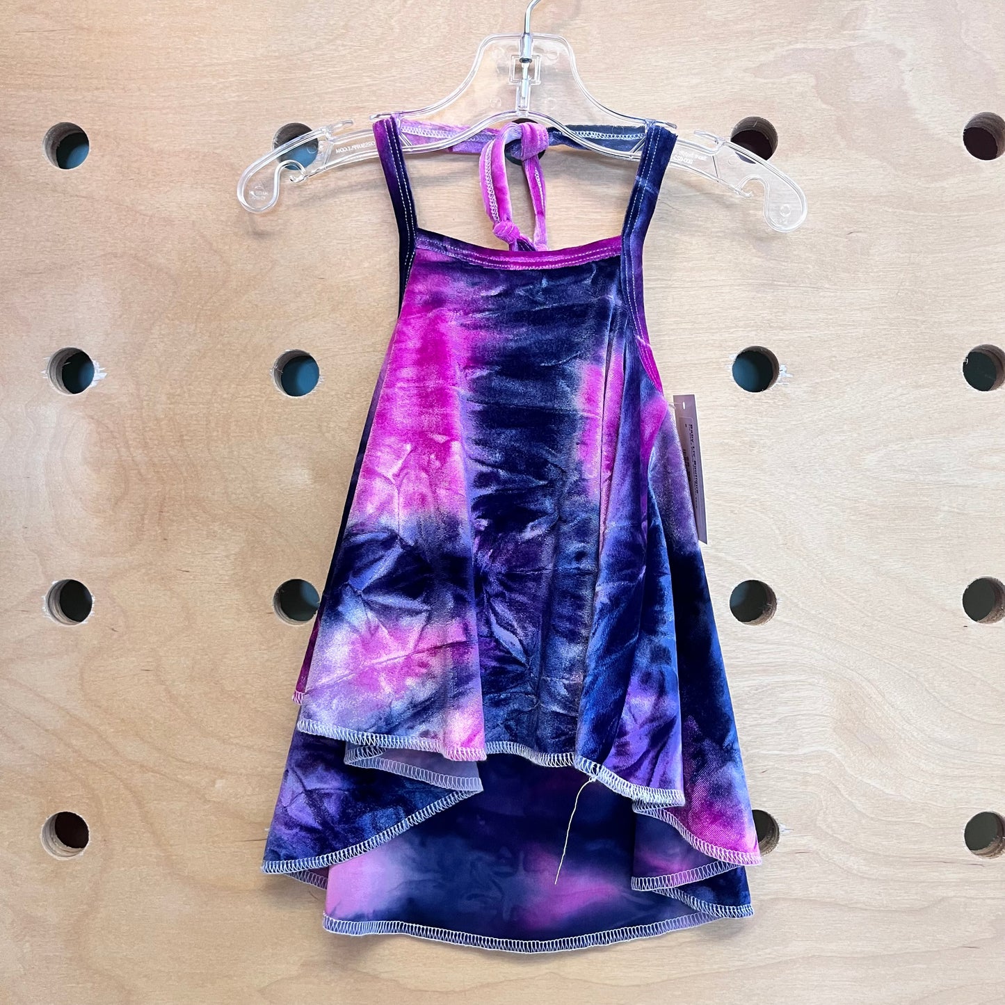 Tie Dyed Purple Velour Halter Tank