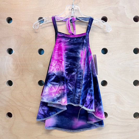 Tie Dyed Purple Velour Halter Tank