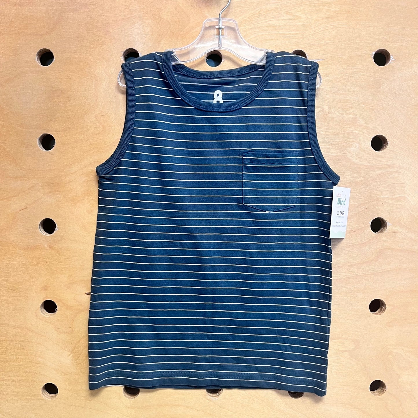 Teal/White Striped Pocket Tank