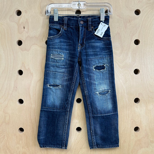 Dark Wash Distressed Denim