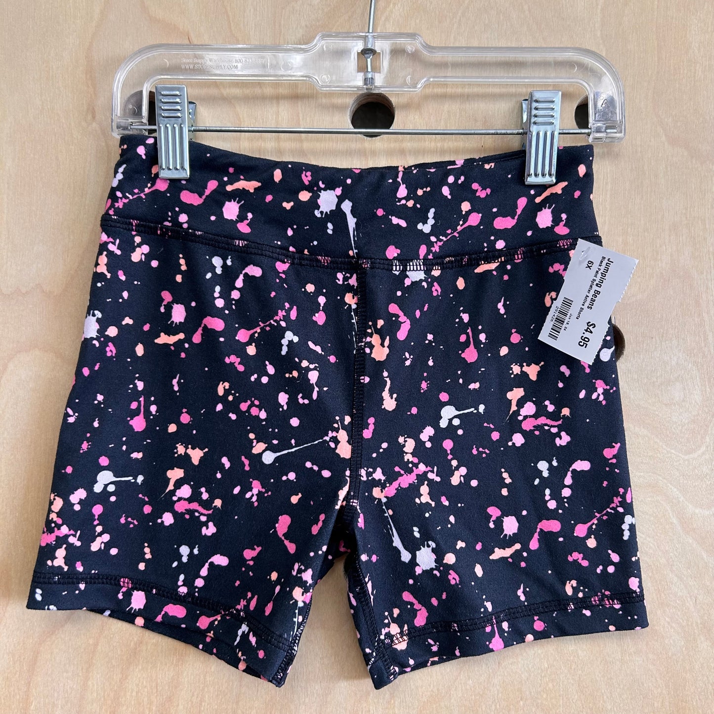 Black Paint Splatter Active Shorts