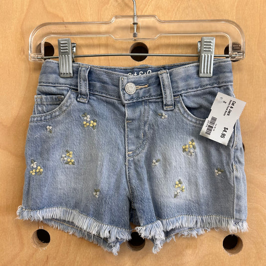 Denim Floral Shorts