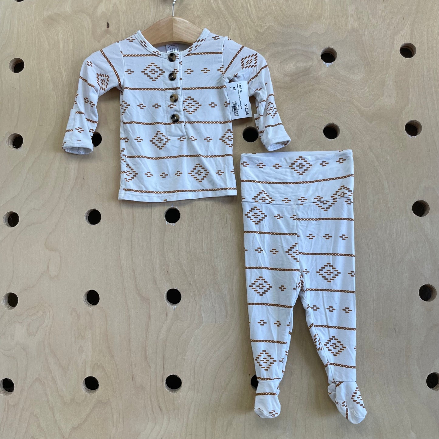 Brown + White Aztec Bamboo Footies