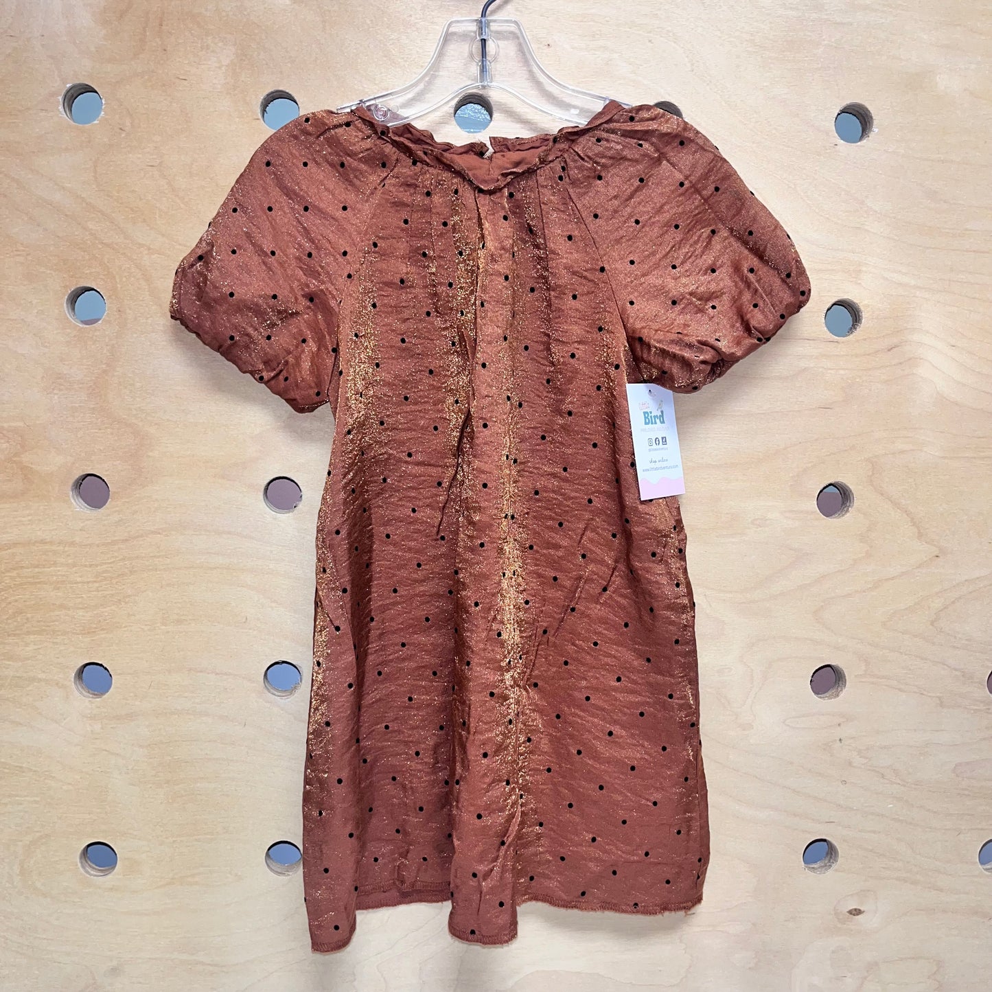 Brown/Black Polka Dot Metallic Dress