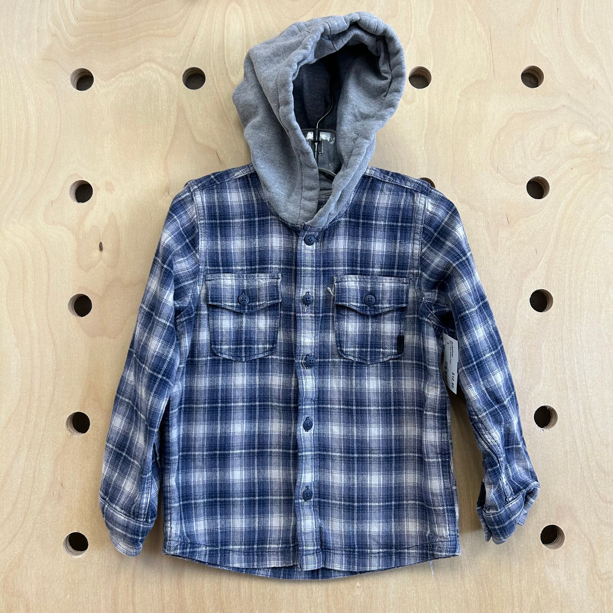 Blue+Grey Hoodie Flanel