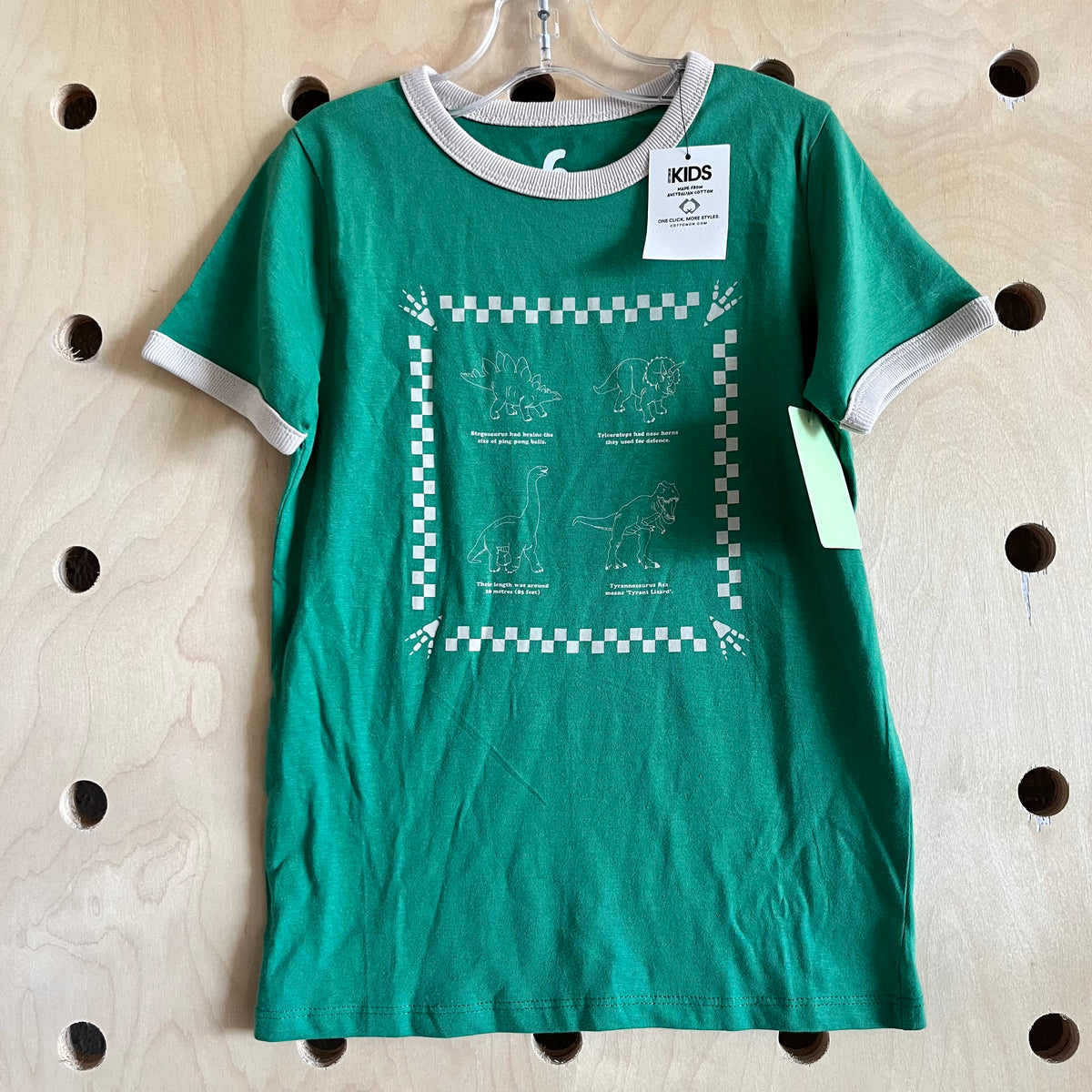 Green Dino Checkered Tee NEW!!