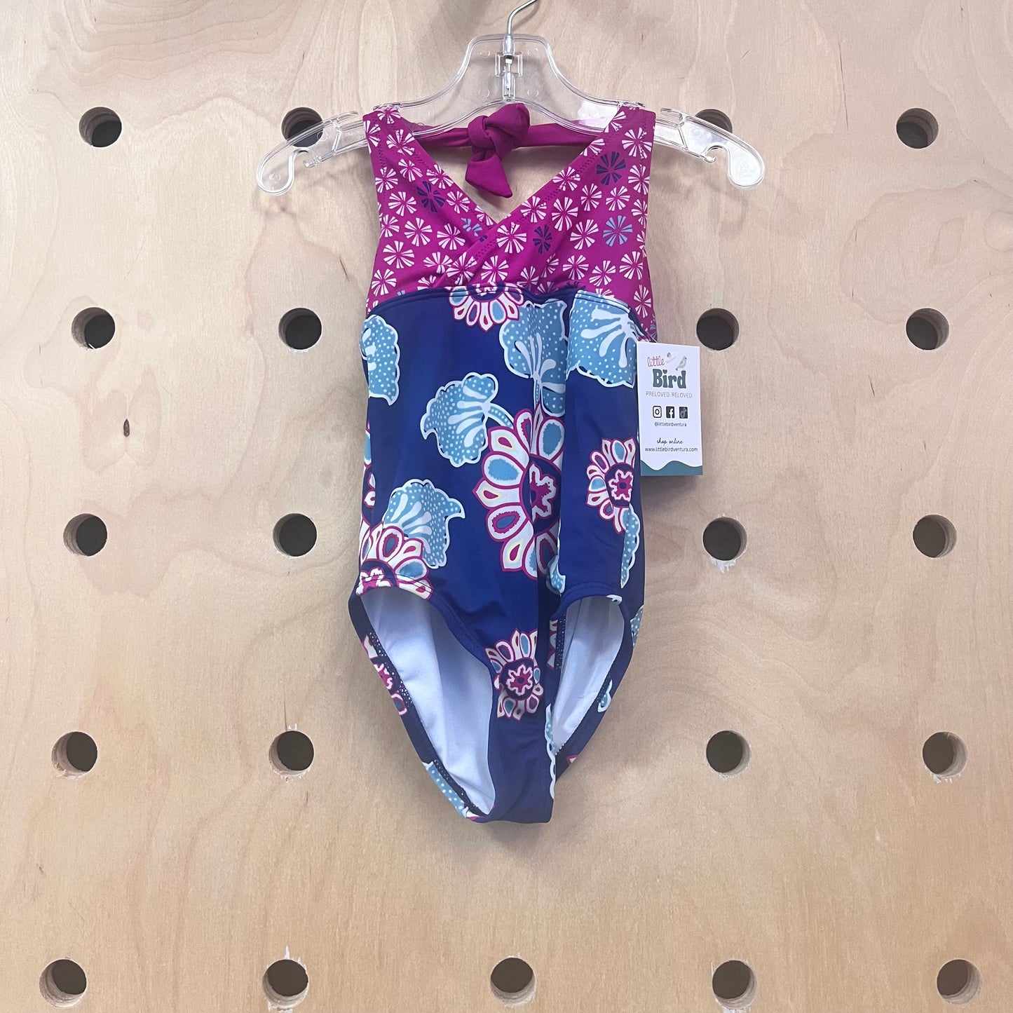 Navy + Pink Halter Swimsuit