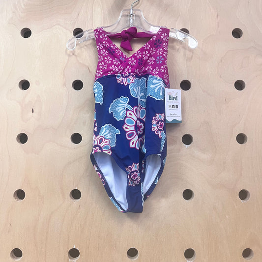 Navy + Pink Halter Swimsuit