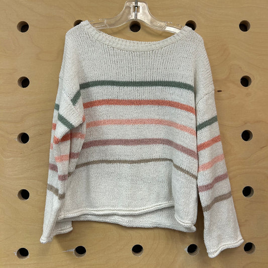 Cream Striped Knit Sweater