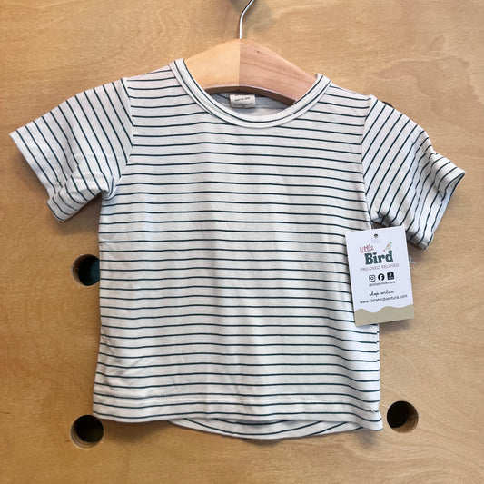 White/Green Striped Bamboo Tee
