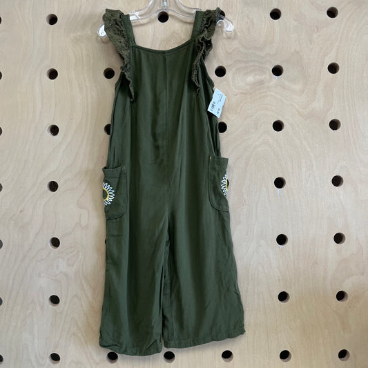 Army Green Floral Romper